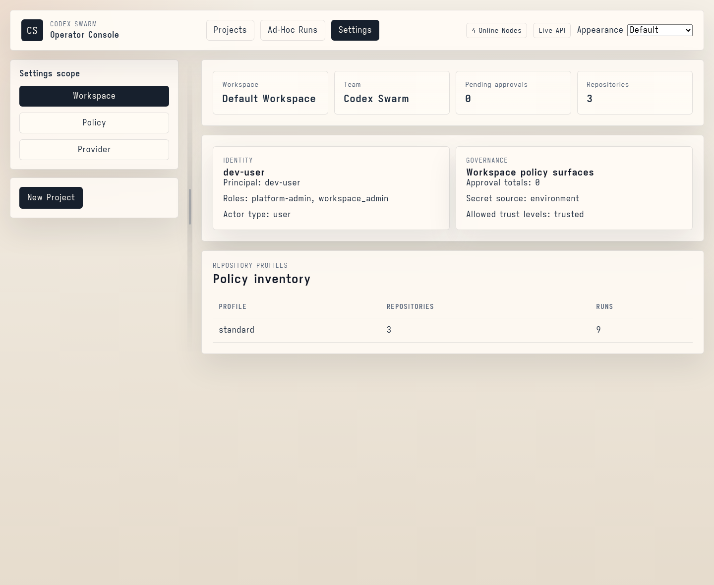 Settings view screenshot